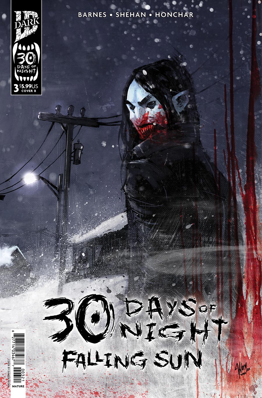30 Days Of Night Falling Sun #3 Cover B Variant Damien Worm Cover