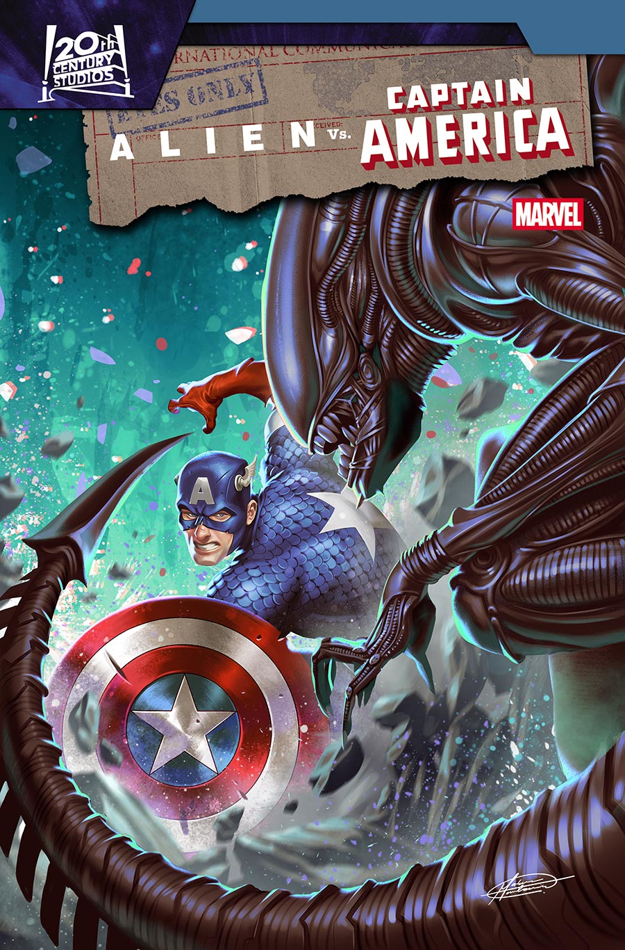 Alien vs Captain America #4 Cover B Variant Mateus Manhanini Cover