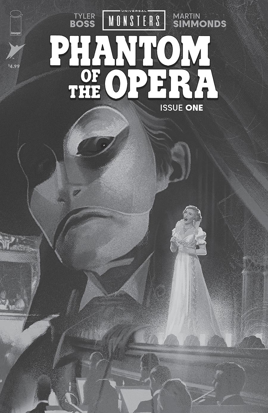 Universal Monsters The Phantom Of The Opera #1 Cover D Incentive Joshua Middleton Black & White Classic Horror Cover