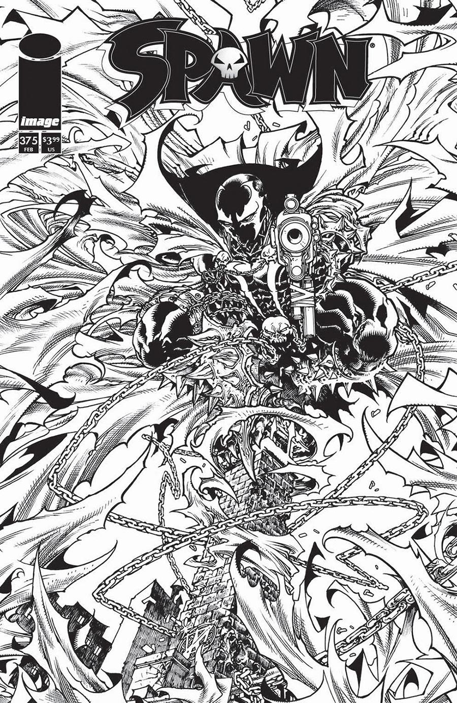 Spawn #375 Cover B Variant Harvey Tolibao Black & White Cover