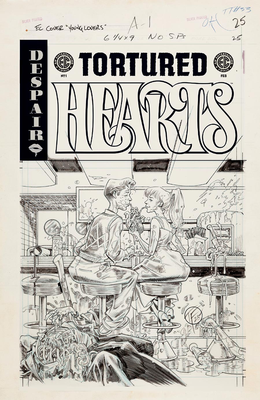 Tortured Hearts #1 (One Shot) Cover E Incentive Dustin Weaver Black & White Artist Edition Cover (EC Comics)