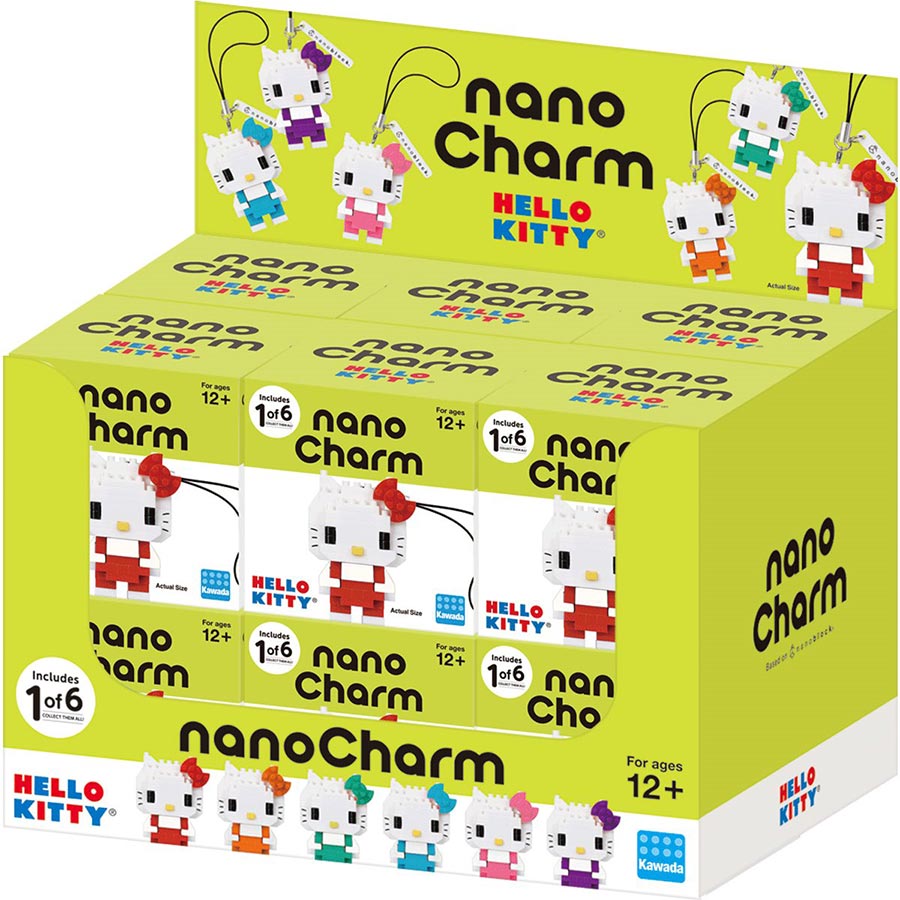 Sanrio Hello Kitty Colors Nano Charm Key Chain Blind Mystery Box Case Of 12 Display