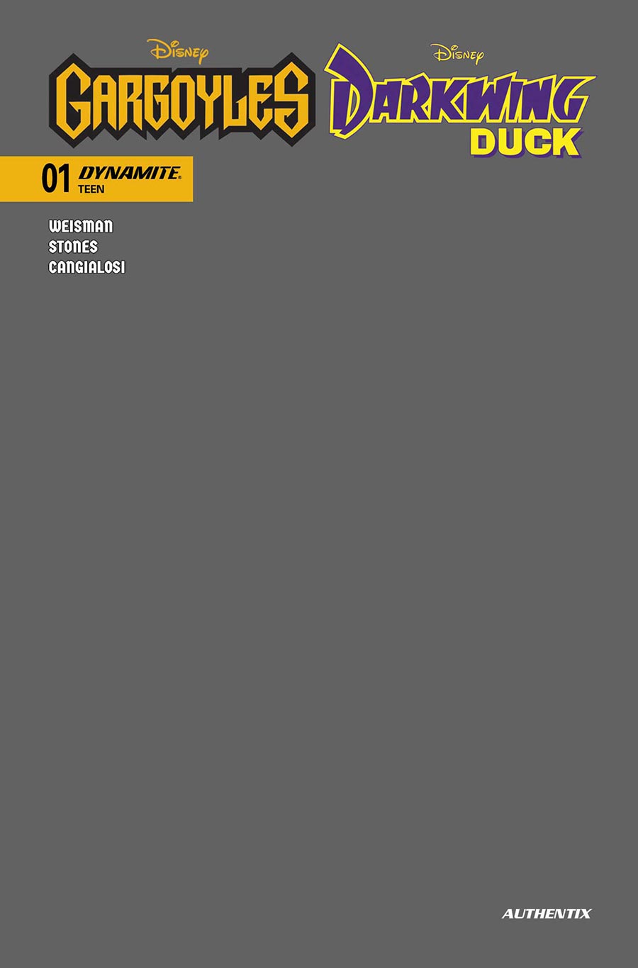 Gargoyles Darkwing Duck #1 Cover N Variant Gargoyle Grey Blank Authentix Cover