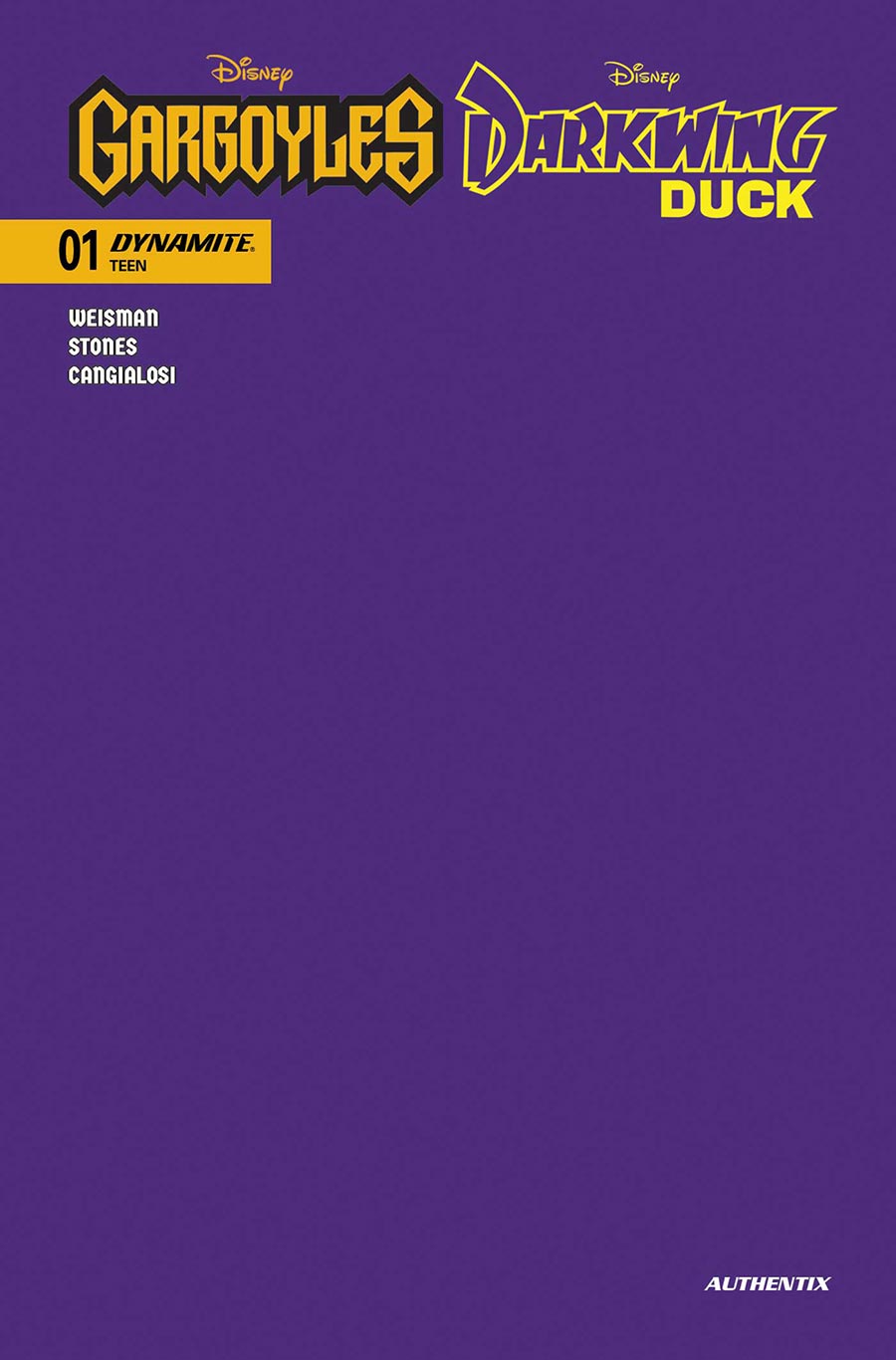 Gargoyles Darkwing Duck #1 Cover O Variant Darkwing Purple Blank Authentix Cover