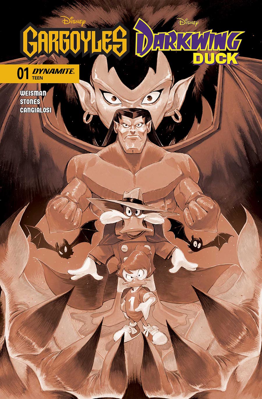 Gargoyles Darkwing Duck #1 Cover Q Incentive Ivan Bigarella Sepia Cover