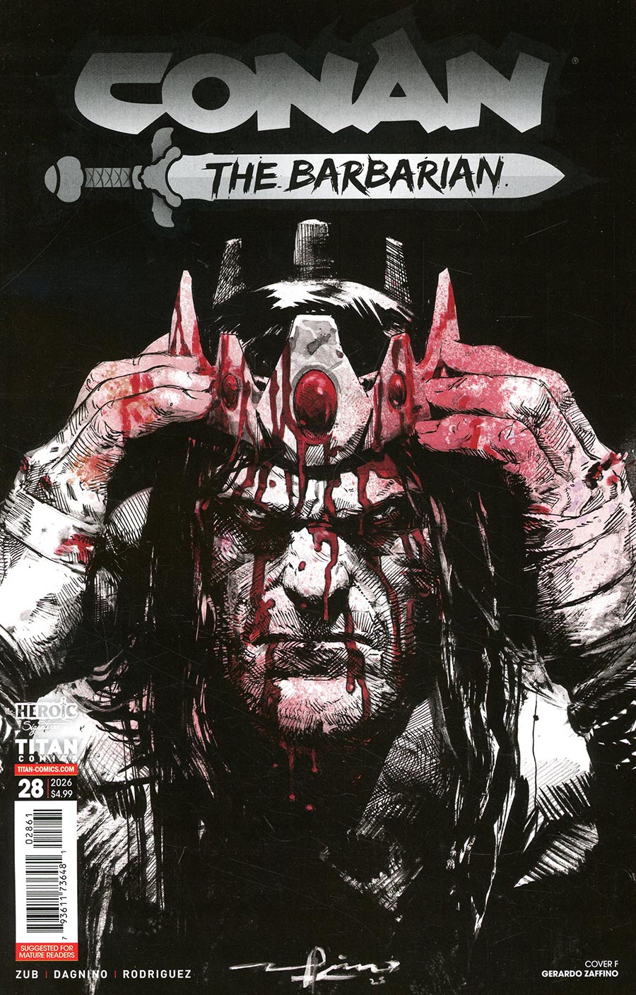 Conan The Barbarian Vol 5 #28 Cover F Variant Gerardo Zaffino Black White & Blood Cover