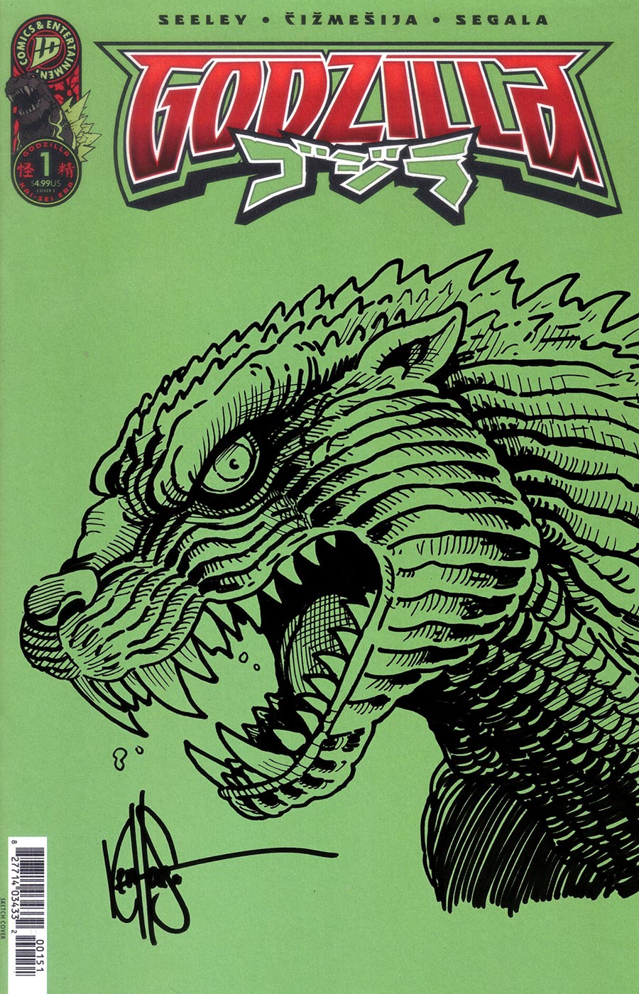 Godzilla (Kai-Sei Era) #1 Cover K DF Blank Variant Cover With A Hand-Drawn Sketch By Ken Haeser