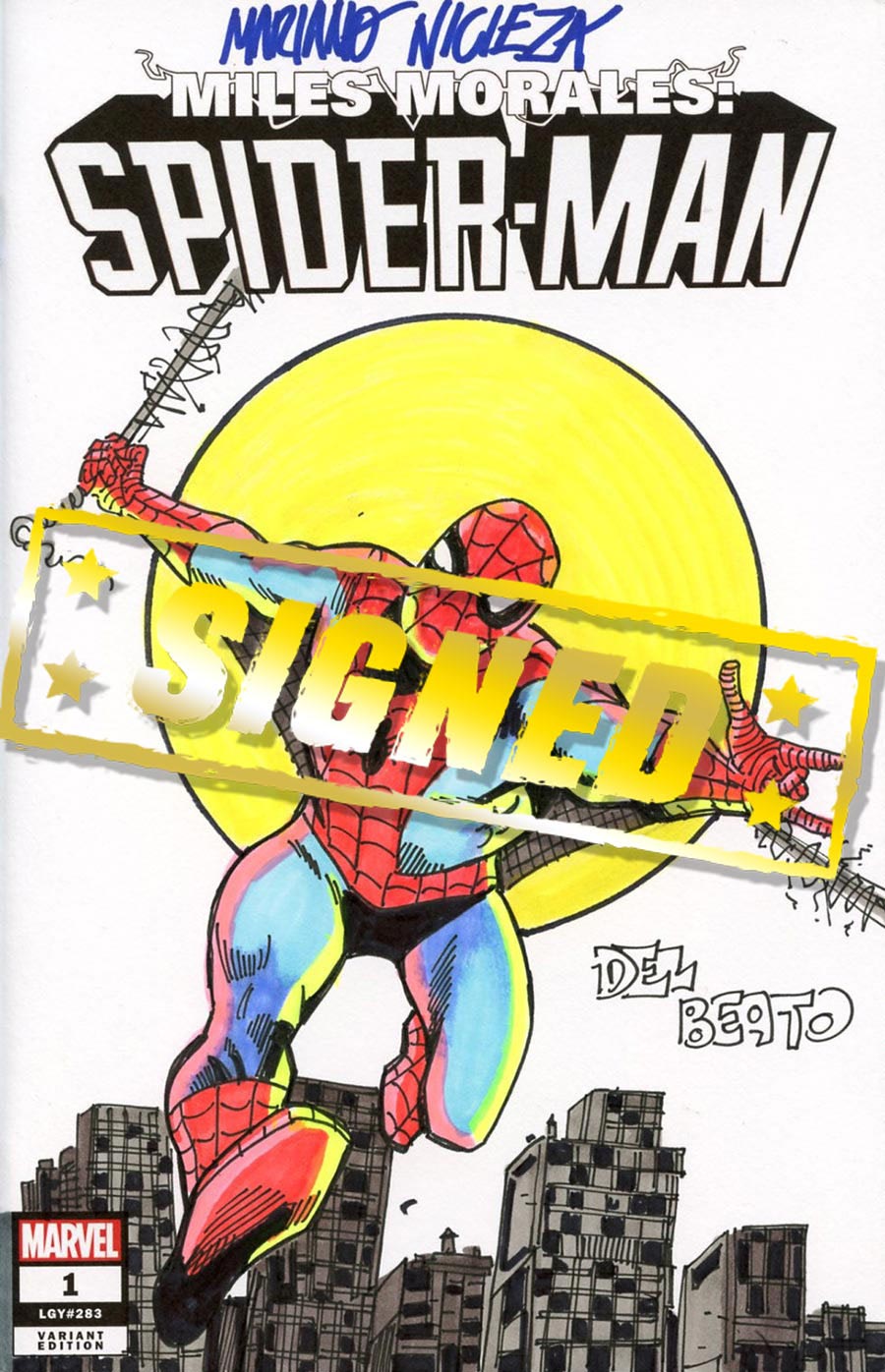 Marvel Comics Commissioned Cover Art Signed & Remarked By Mariano Nicieza & Joe DelBeato With A Spider-Man Hand-Drawn Sketch