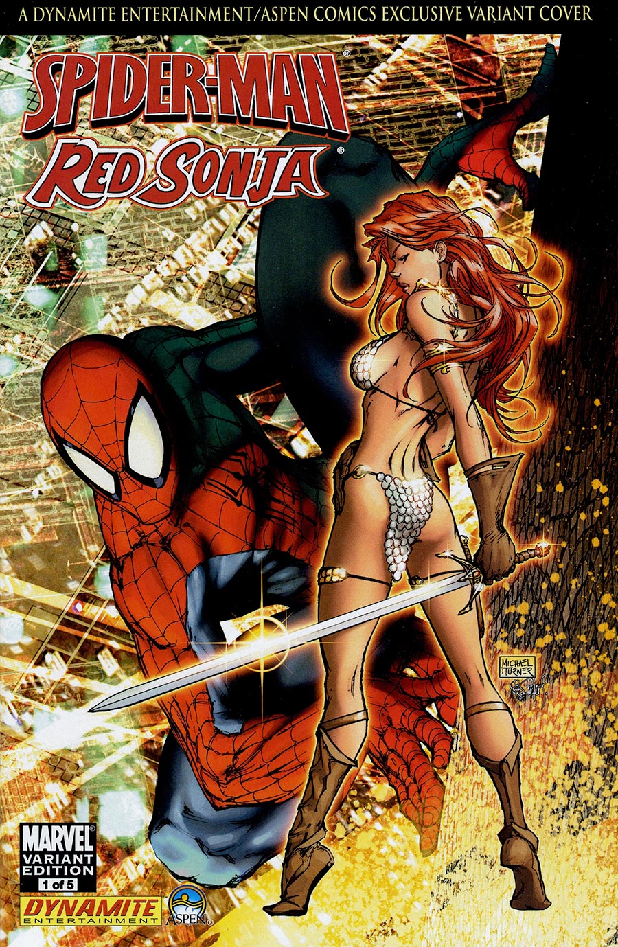 Spider-Man Red Sonja #1 Cover C DF Dynamite Aspen Exclusive Michael Turner Variant Cover CGC Graded 9.6 Or Higher