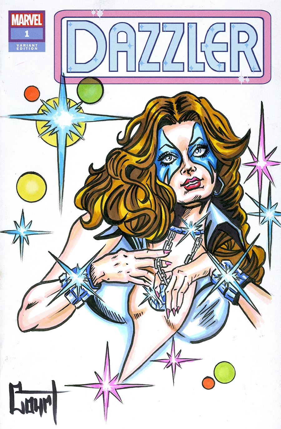 Marvel Comics Commissioned Cover Art Signed & Remarked By Jessica Court With A Dazzler Hand-Drawn Sketch