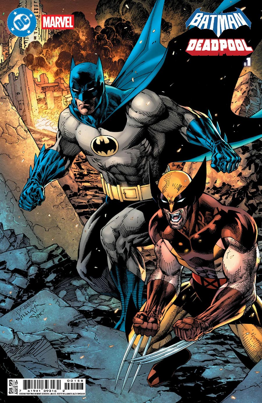 DC Marvel Batman Deadpool #1 (One Shot) Cover W 2nd Ptg B Jim Lee Recolored Costumes Card Stock Variant Cover