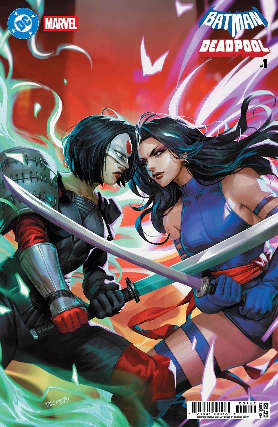 DC Marvel Batman Deadpool #1 (One Shot) Cover Y 2nd Ptg D Derrick Chew Katana Psylocke Card Stock Variant Cover