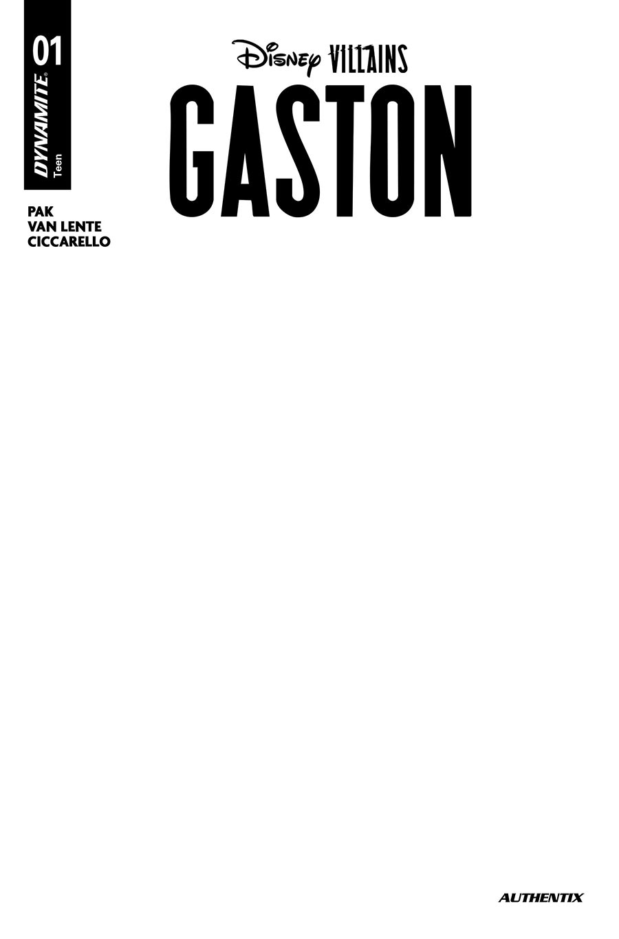 Disney Villains Gaston #1 Cover E Variant Blank Authentix Cover