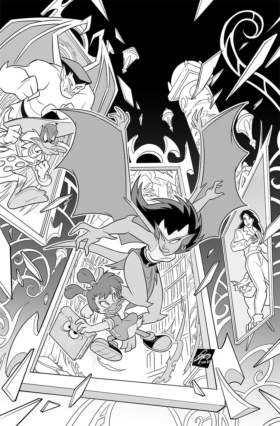 Gargoyles Darkwing Duck #3 Cover I Incentive Ciro Cangialosi Line Art Virgin Cover