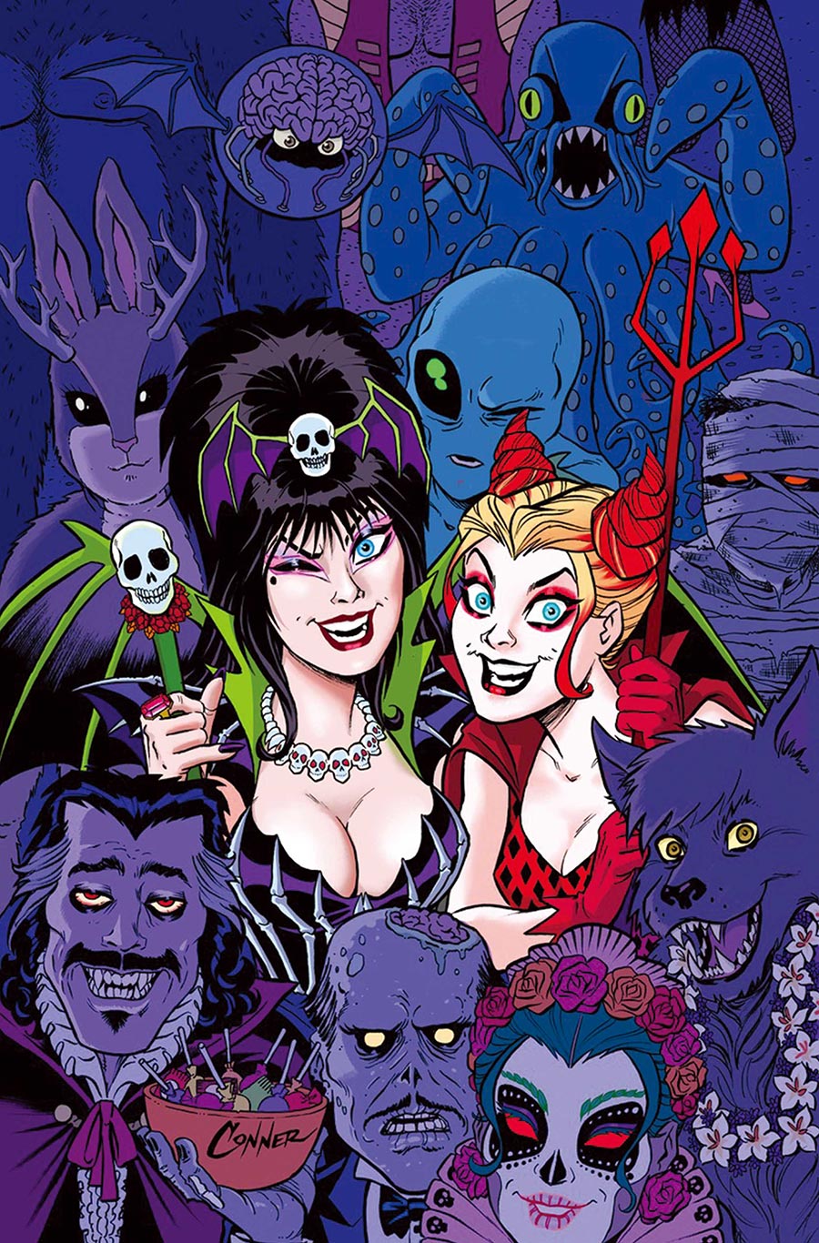 Harley Quinn x Elvira #6 Cover G Limited Edition Amanda Conner Party Virgin Cover