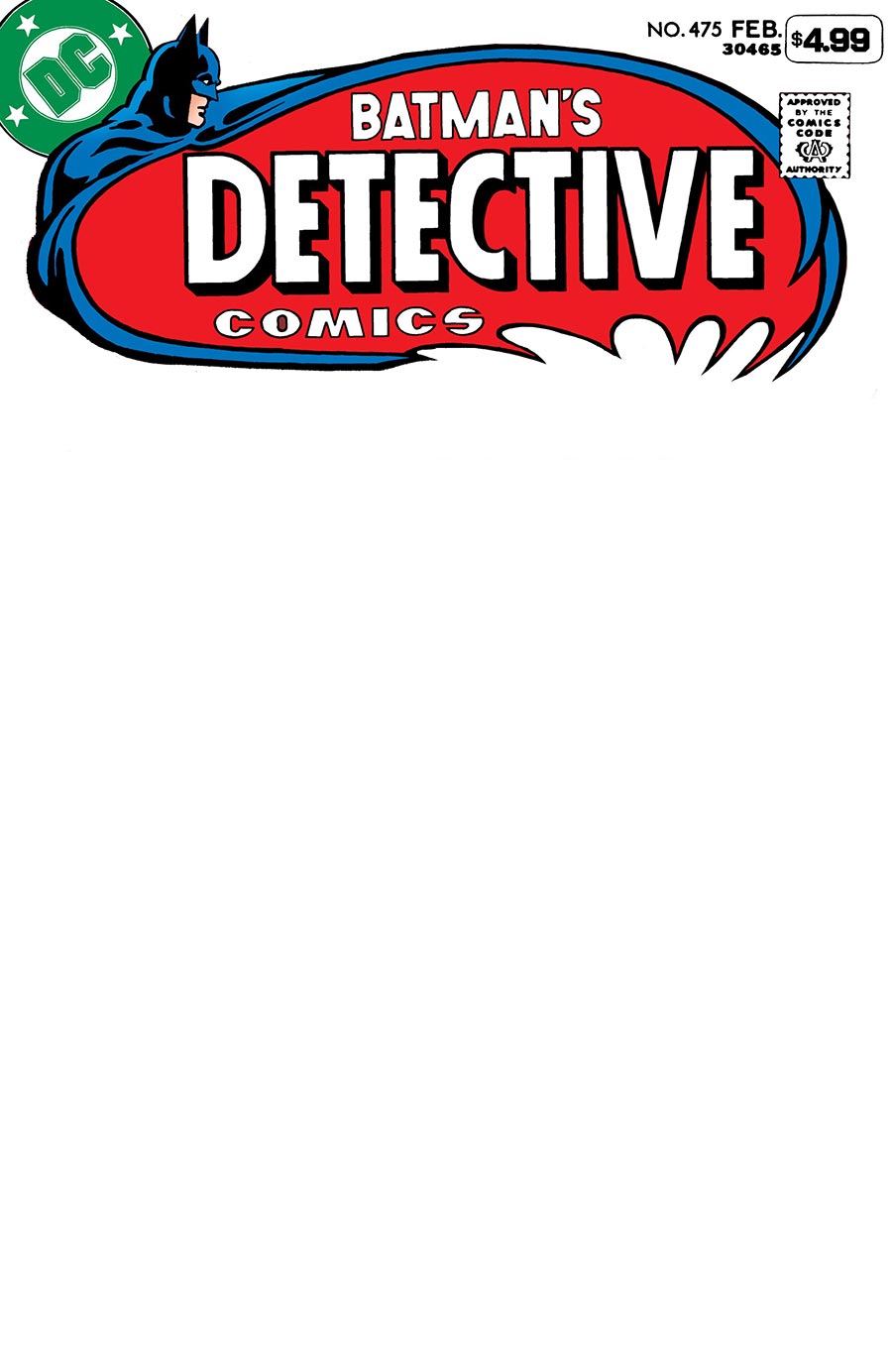 Detective Comics #475 Facsimile Edition Cover B Variant Blank Card Stock Cover (2026 Edition)