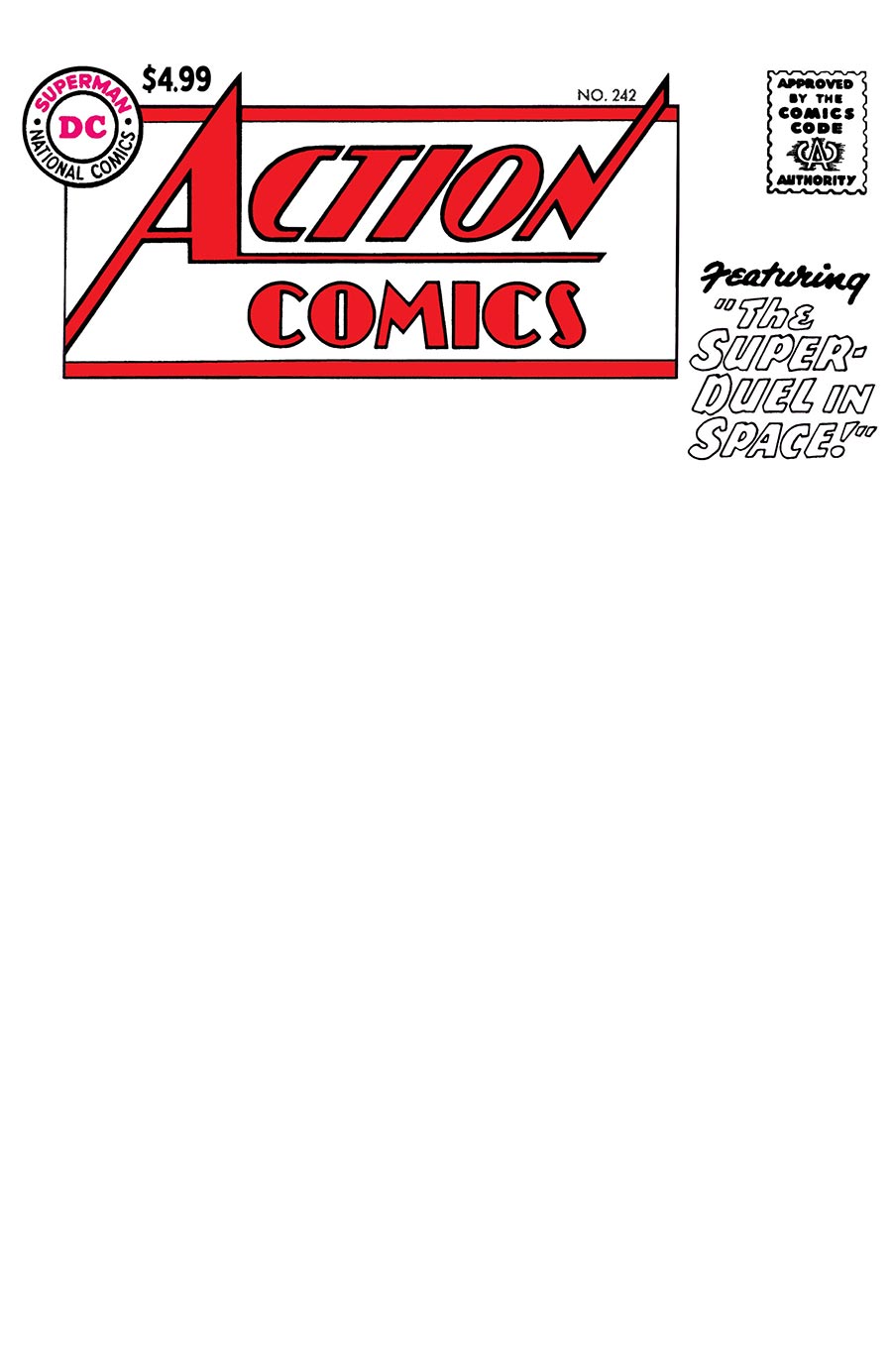 Action Comics #242 Facsimile Edition Cover B Variant Blank Card Stock Cover