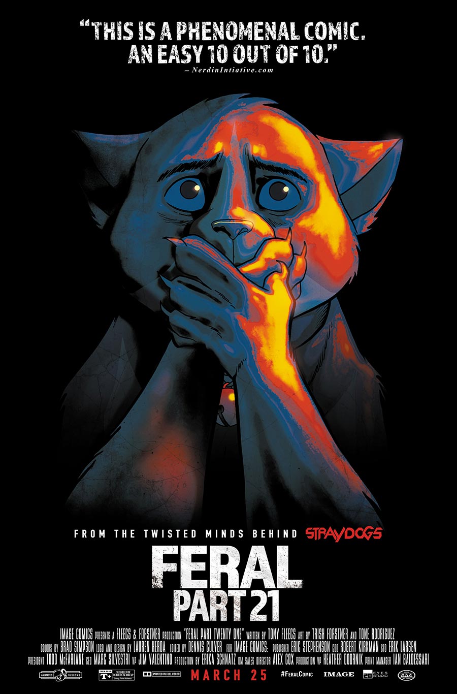 Feral #21 Cover B Variant Tony Fleecs Trish Forstner & Allen Passalaqua Movie Poster Homage Cover