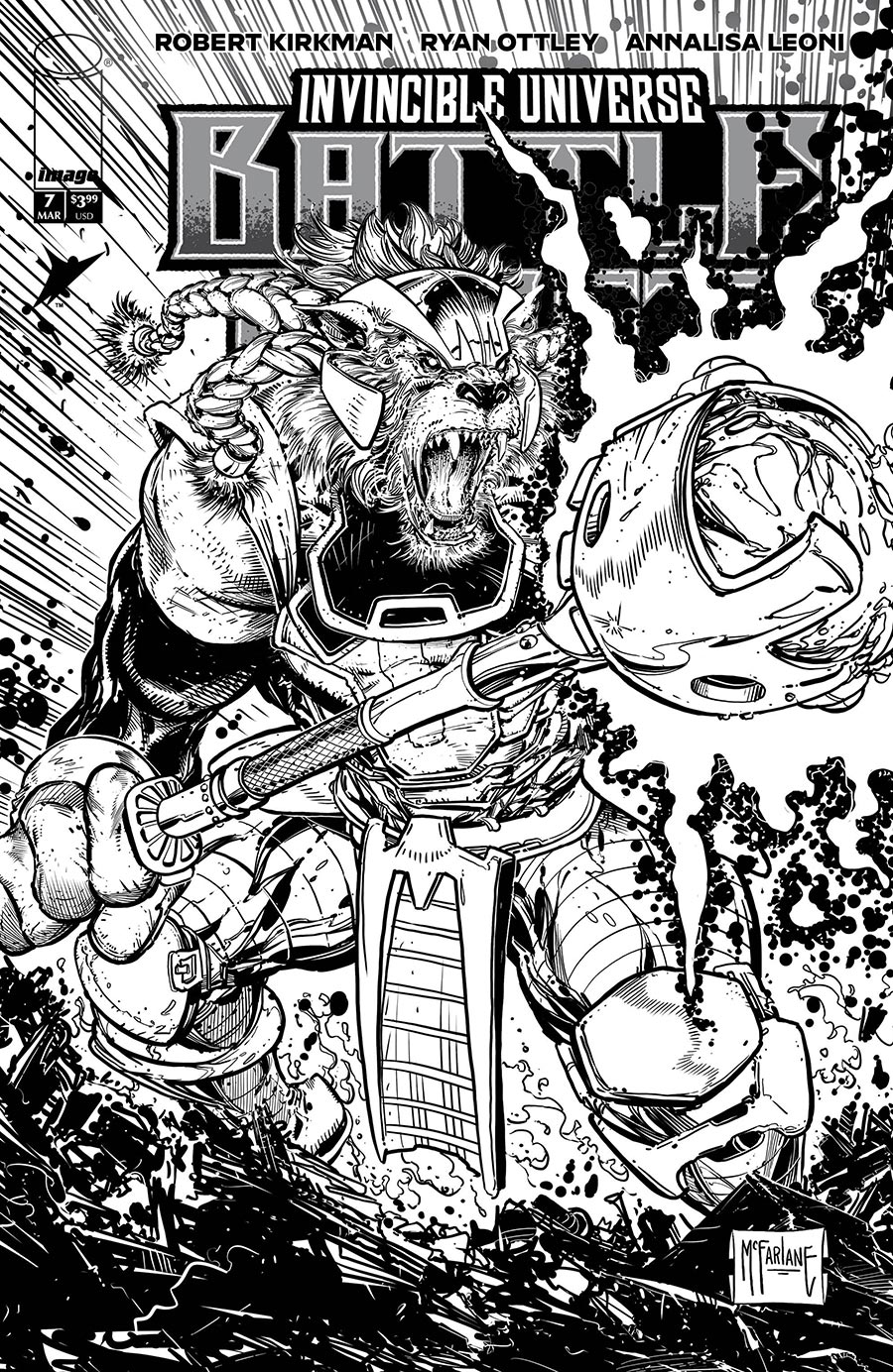 Invincible Universe Battle Beast #7 Cover F Incentive Todd McFarlane Black & White Cover