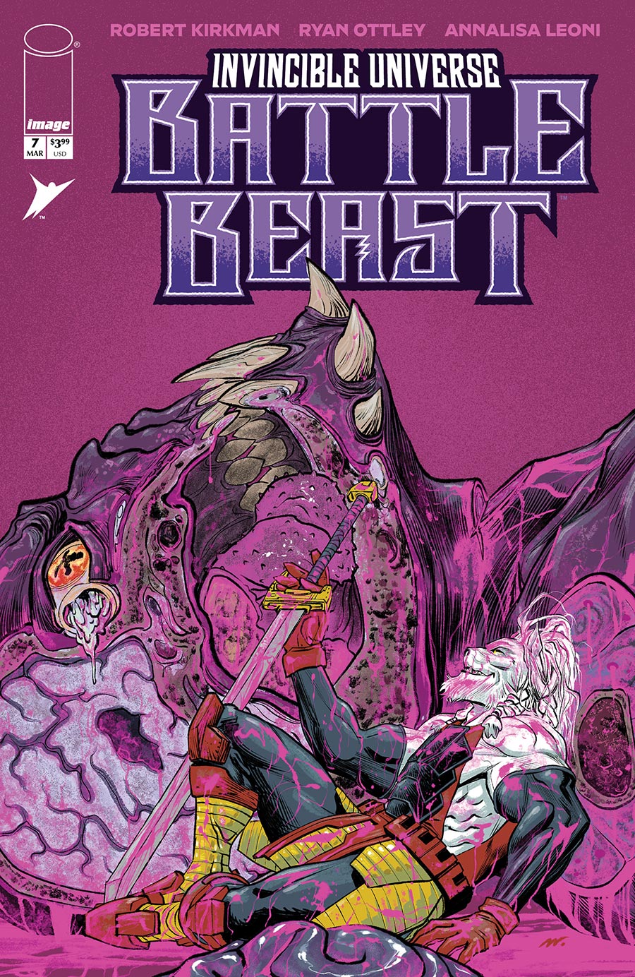 Invincible Universe Battle Beast #7 Cover G Incentive Matthew Roberts Foil Card Stock Matte Lam Variant Cover