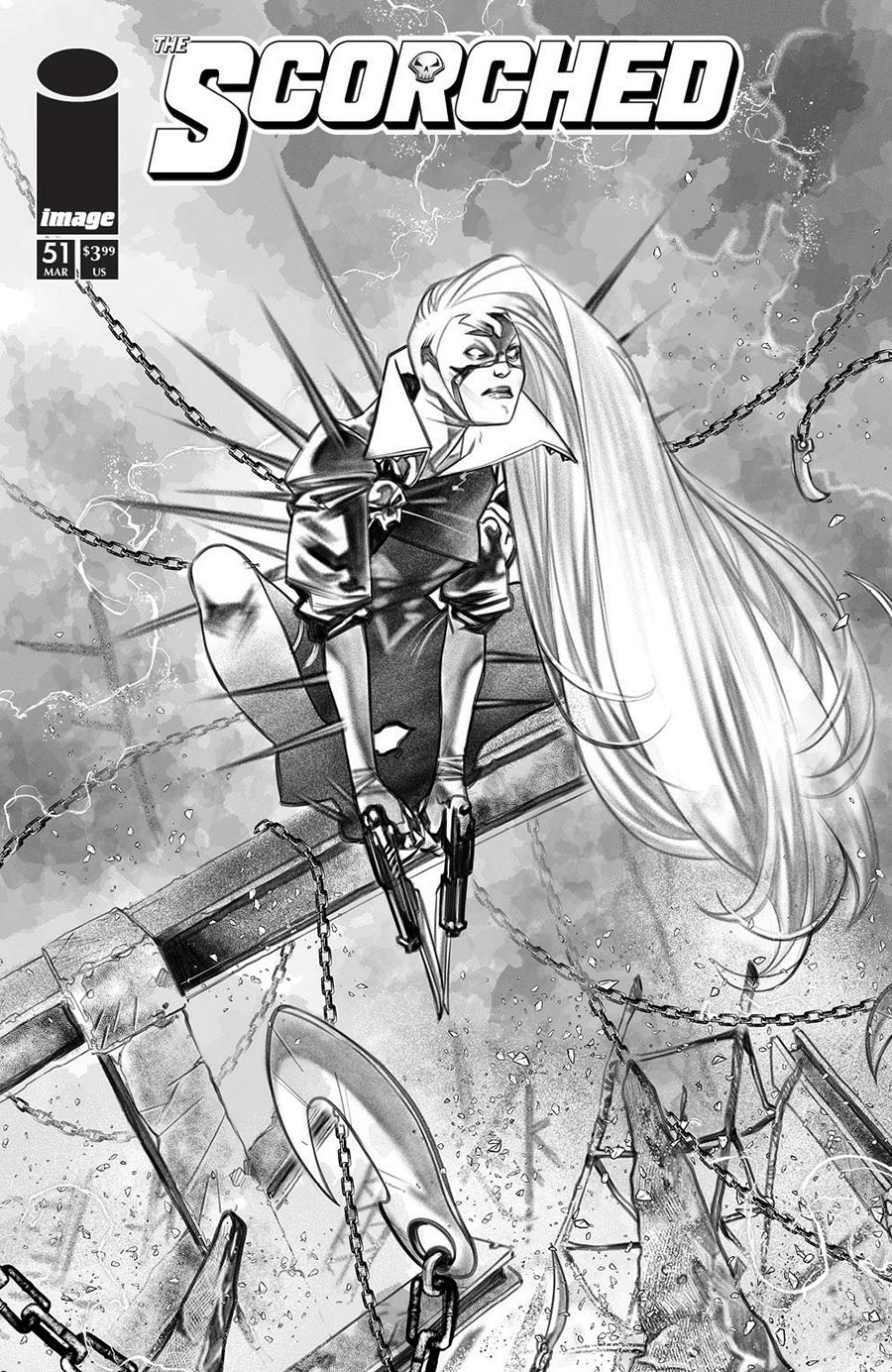 Scorched #51 Cover B Variant Ig Guara Black & White Cover (Spawn Universe)