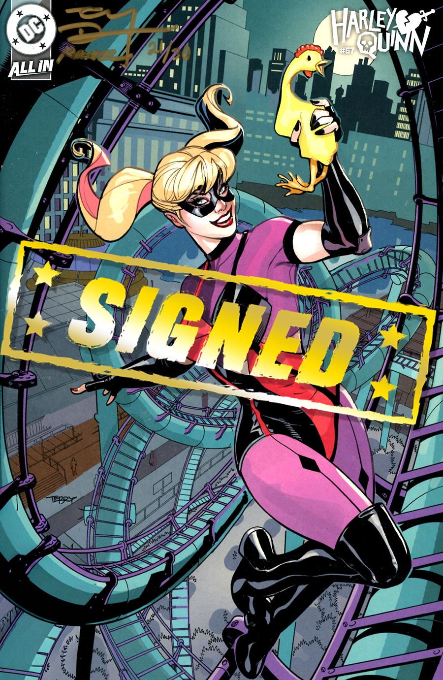 Harley Quinn Vol 4 #57 Cover F DF Homage Variant Cover Signed By Terry Dodson & Rachel Dodson