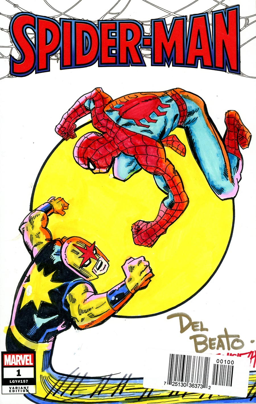 Marvel Comics Commissioned Cover Art Signed & Remarked By Mariano Nicieza & Joe DelBeato With A Spider-Man vs Nova Hand-Drawn Sketch