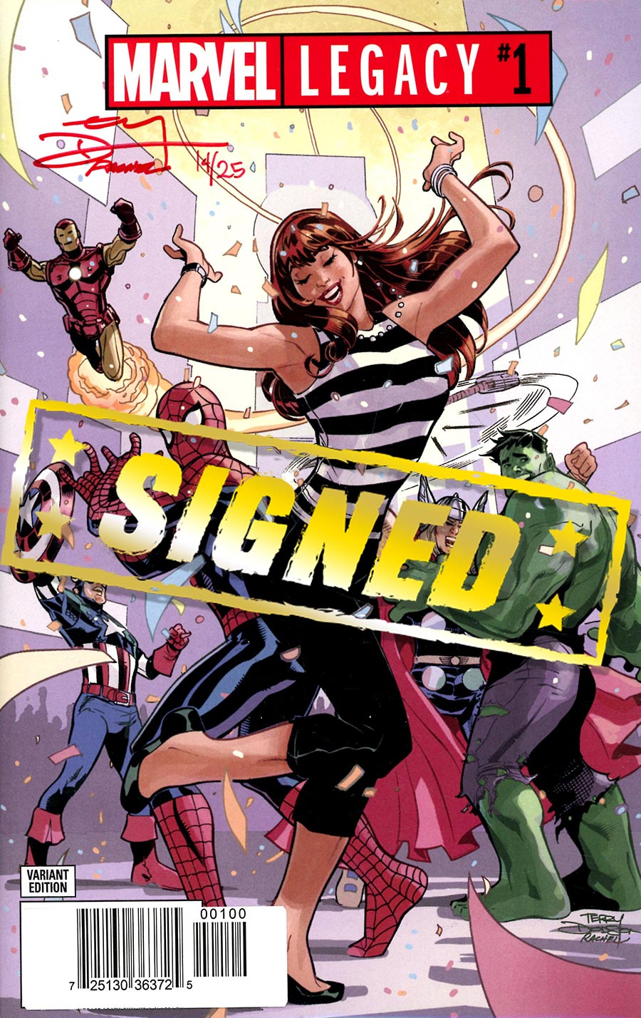 Marvel Legacy #1 Cover T DF Ultra-Limited Crimson Red Signature Series Signed By Terry Dodson & Rachel Dodson