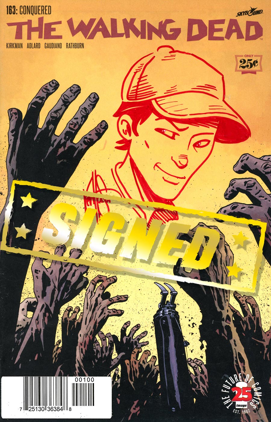 Walking Dead #163 Cover J DF Signed & Remarked With A Blood Red Character Head Hand-Drawn Sketch By Ken Haeser