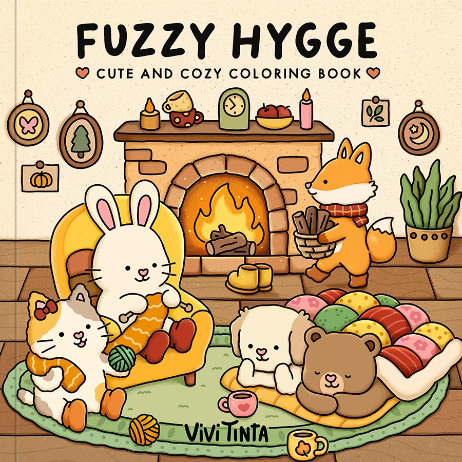 Fuzzy Hygge Coloring Book Cute And Cozy Coloring Book TP
