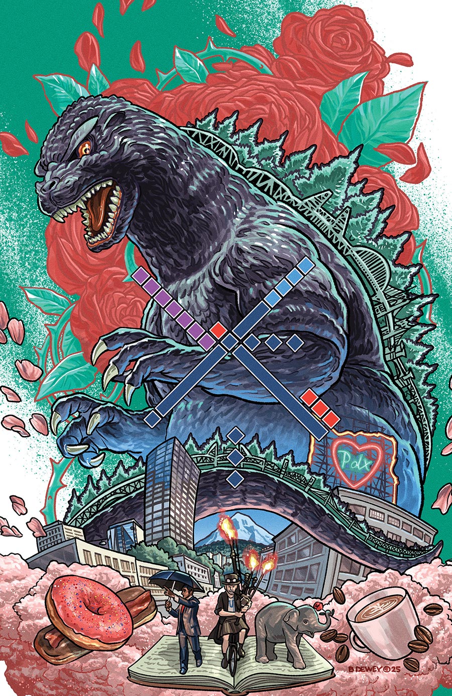 Godzilla vs America Godzilla vs Portland #1 (One Shot) Cover C Incentive Benjamin Dewey Virgin Cover