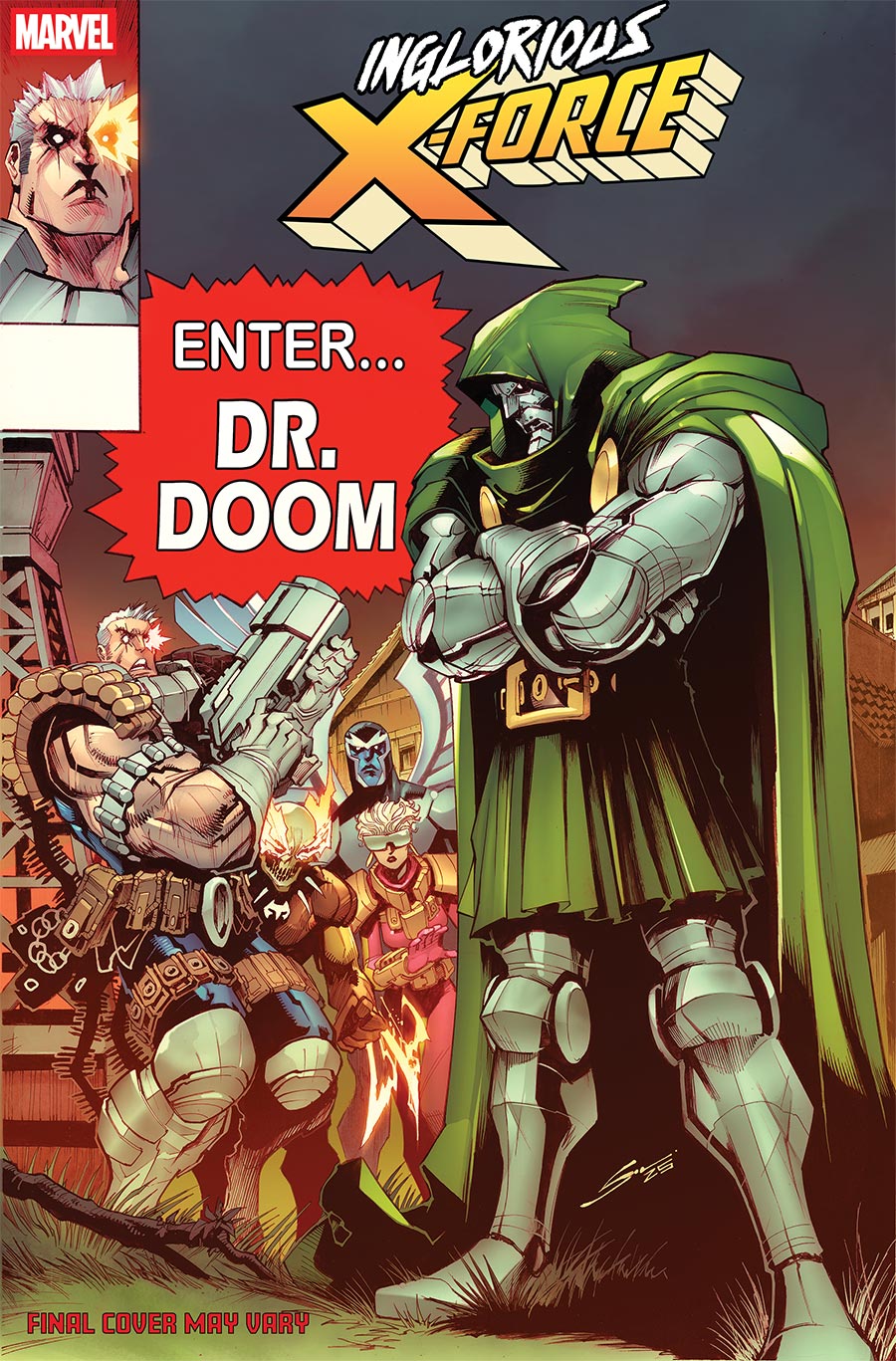 Inglorious X-Force #3 Cover B Variant Gerardo Sandoval Doom Homage Cover (Shadows Of Tomorrow Tie-In)