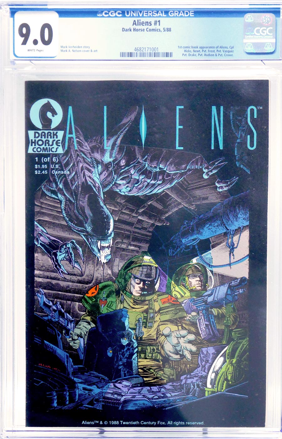 Aliens #1 Cover G 1st Ptg CGC 9.0