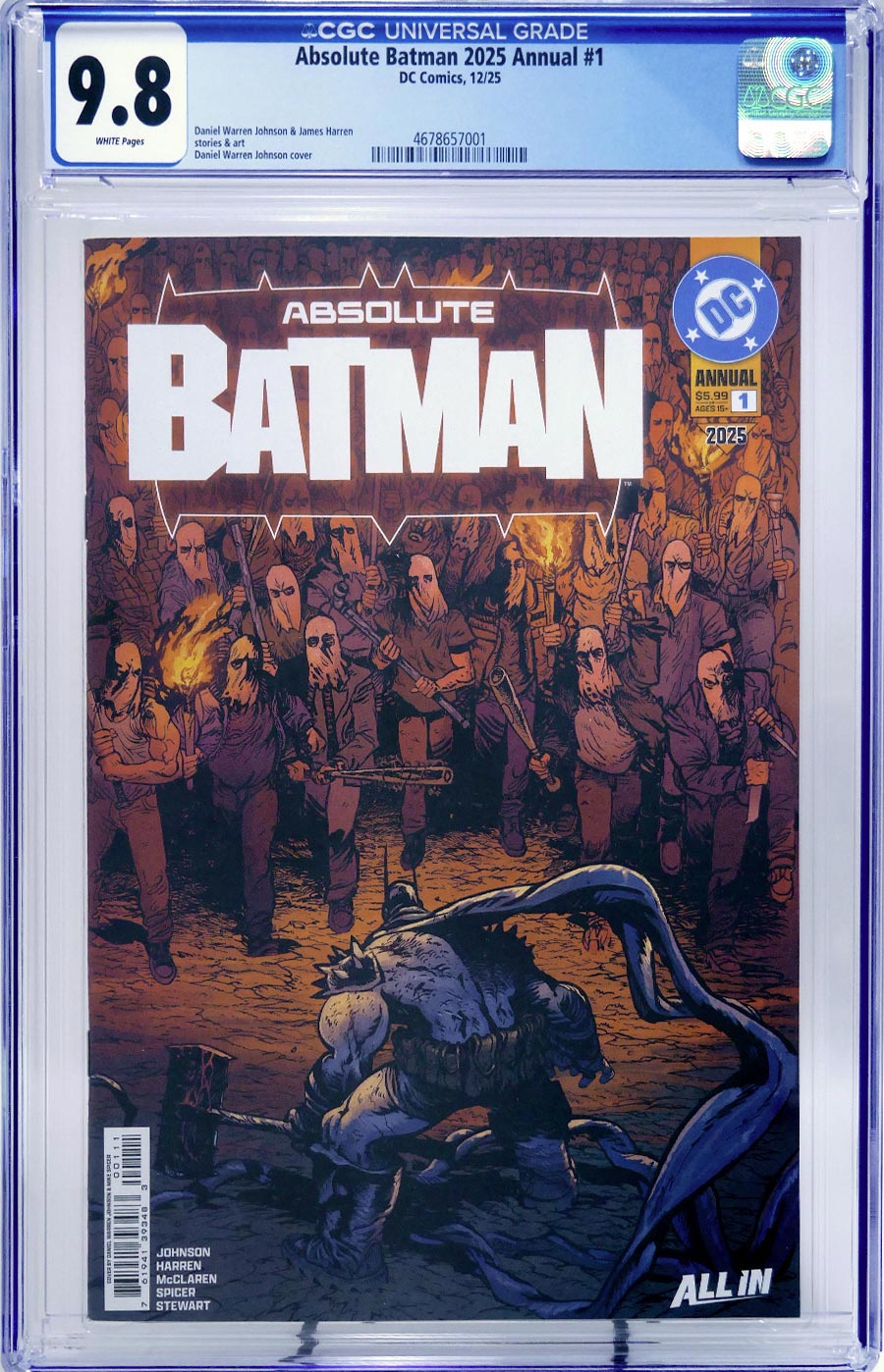 Absolute Batman 2025 Annual #1 (One Shot) Cover J Regular Daniel Warren Johnson Cover CGC 9.8 (DC All In)