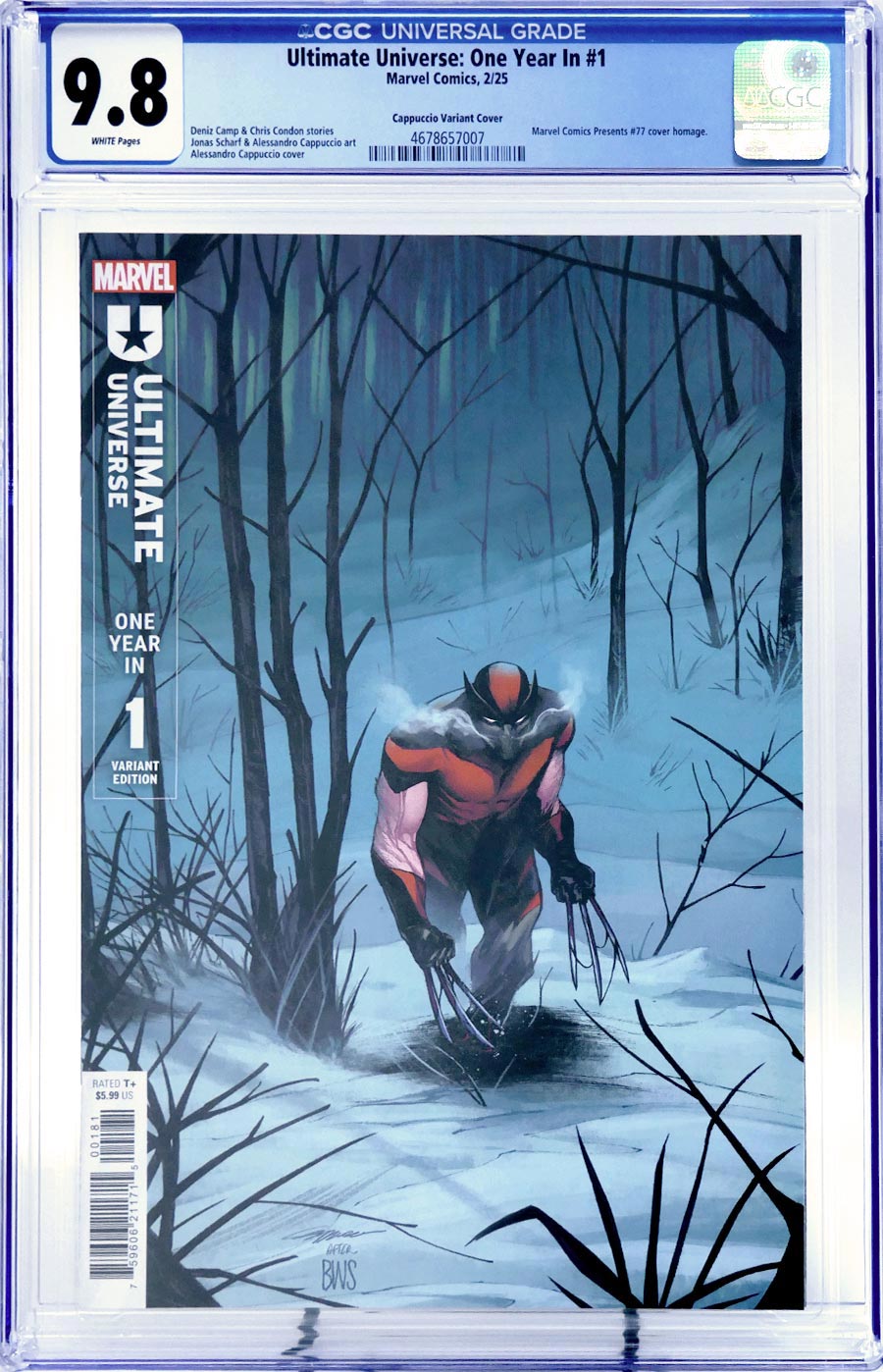 Ultimate Universe One Year In #1 (One Shot) Cover N Variant Alessandro Cappuccio Spoiler Cover CGC 9.8