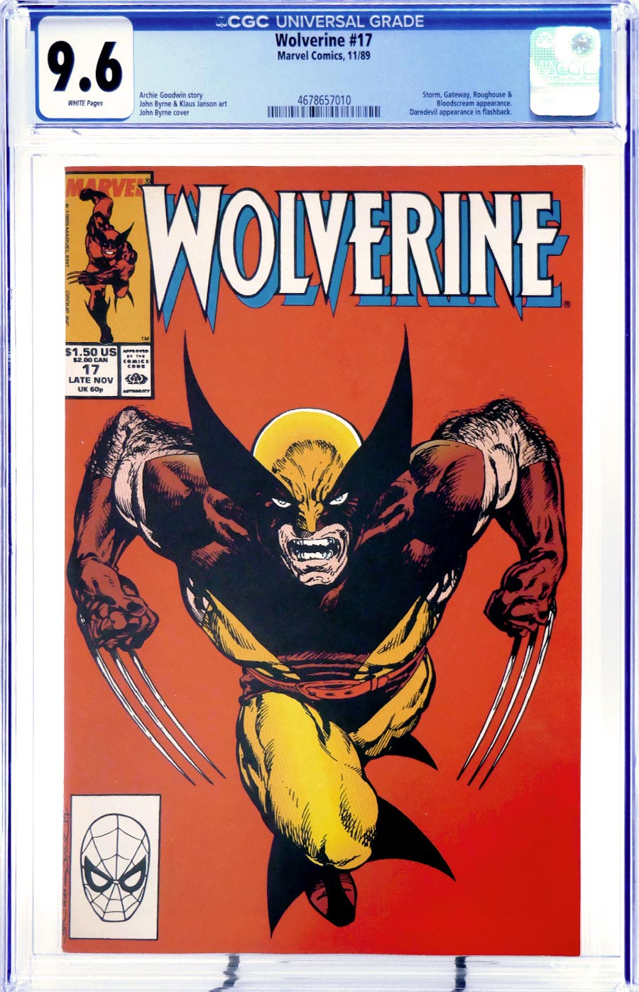 Wolverine Vol 2 #17 Cover B CGC 9.6