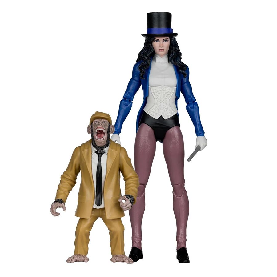 DC McFarlane Collector Editon Wave 13 Zatanna With Detective Chimp Platinum Edition 7-Inch Action Figure