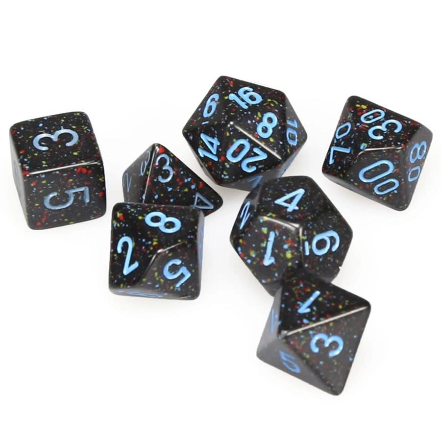 Speckled Blue Stars Polyhedral 7-Dice Set