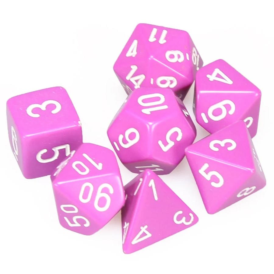 Opaque Light Purple/White Polyhedral 7-Dice Set