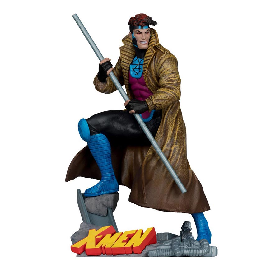 McFarlane Marvel Collector Wave 6 X-Men #1 Gambit With Scene And Comic 1/10 Scale Figurine