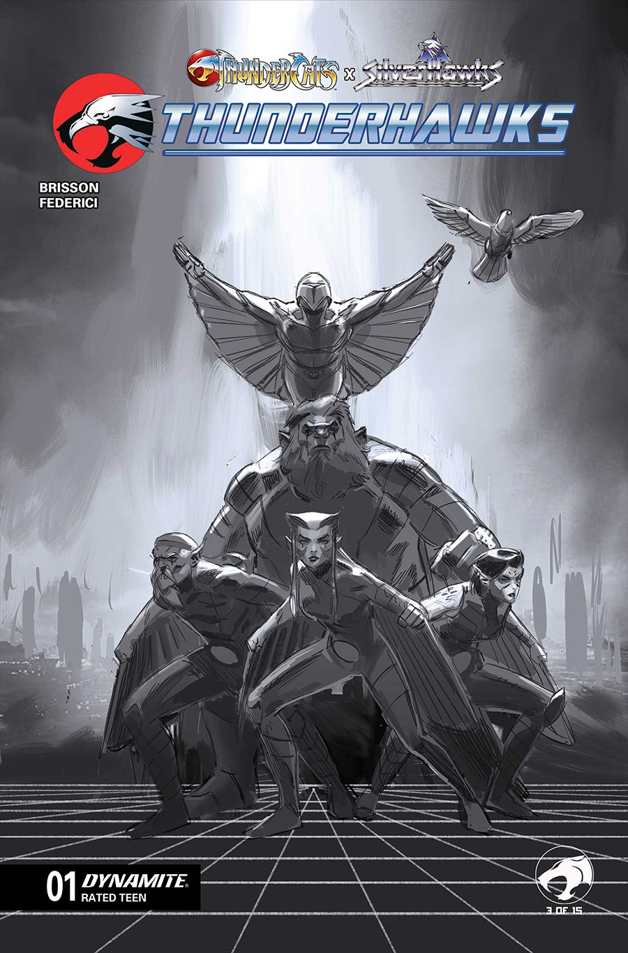 ThunderCats X SilverHawks ThunderHawks #1 Cover J Incentive Marco Failla Black & White Cover (ThunderCats X SilverHawks Part 3)