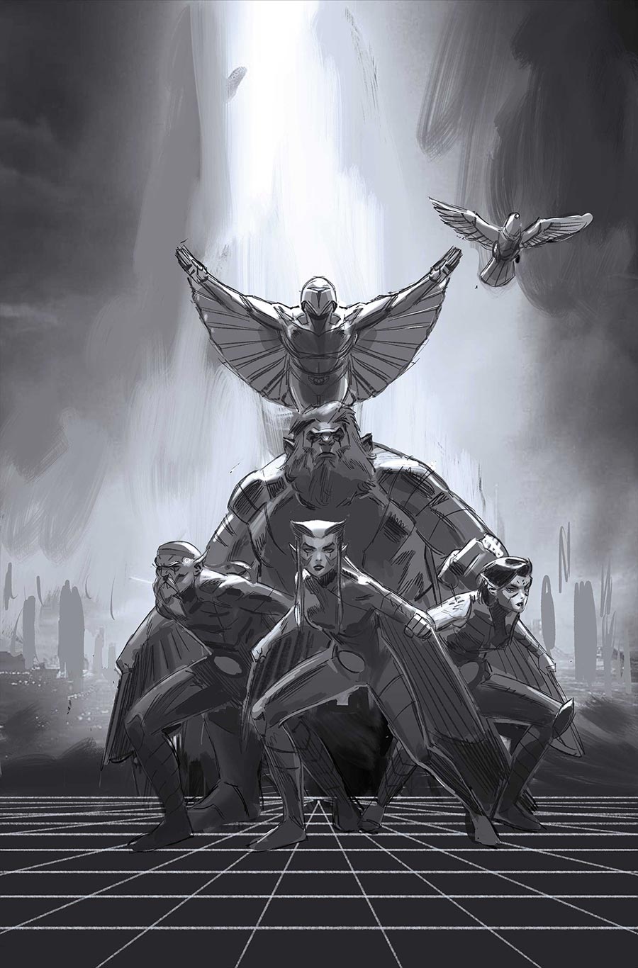ThunderCats X SilverHawks ThunderHawks #1 Cover M Incentive Marco Failla Black & White Virgin Cover (ThunderCats X SilverHawks Part 3)