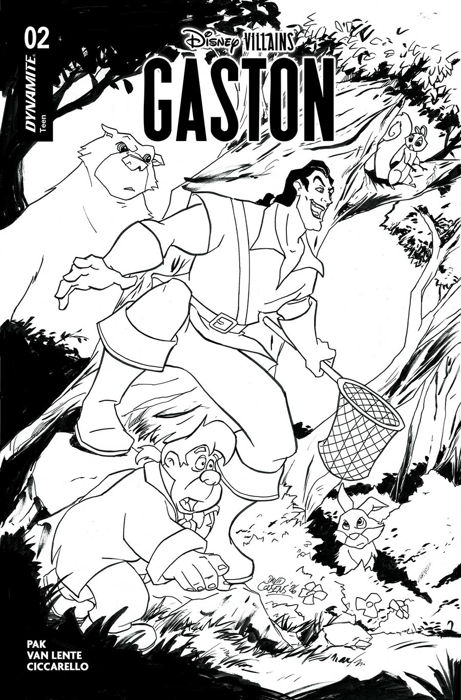 Disney Villains Gaston #2 Cover E Incentive David Cousens Line Art Cover