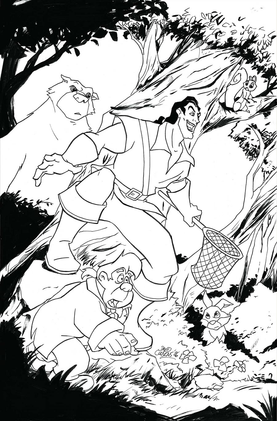 Disney Villains Gaston #2 Cover H Incentive David Cousens Line Art Virgin Cover