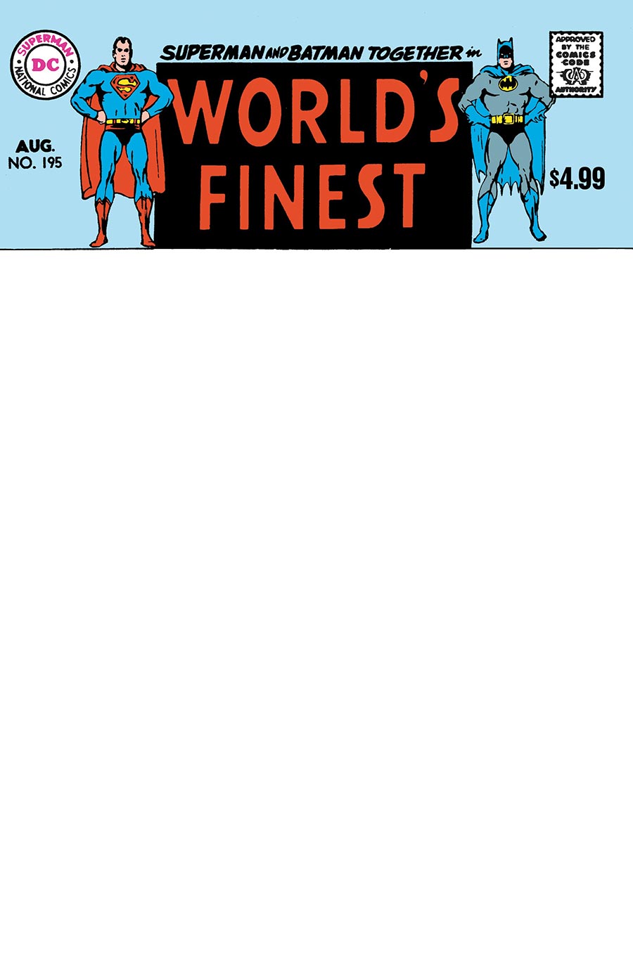 Worlds Finest Comics #195 Facsimile Edition Cover B Variant Blank Card Stock Cover