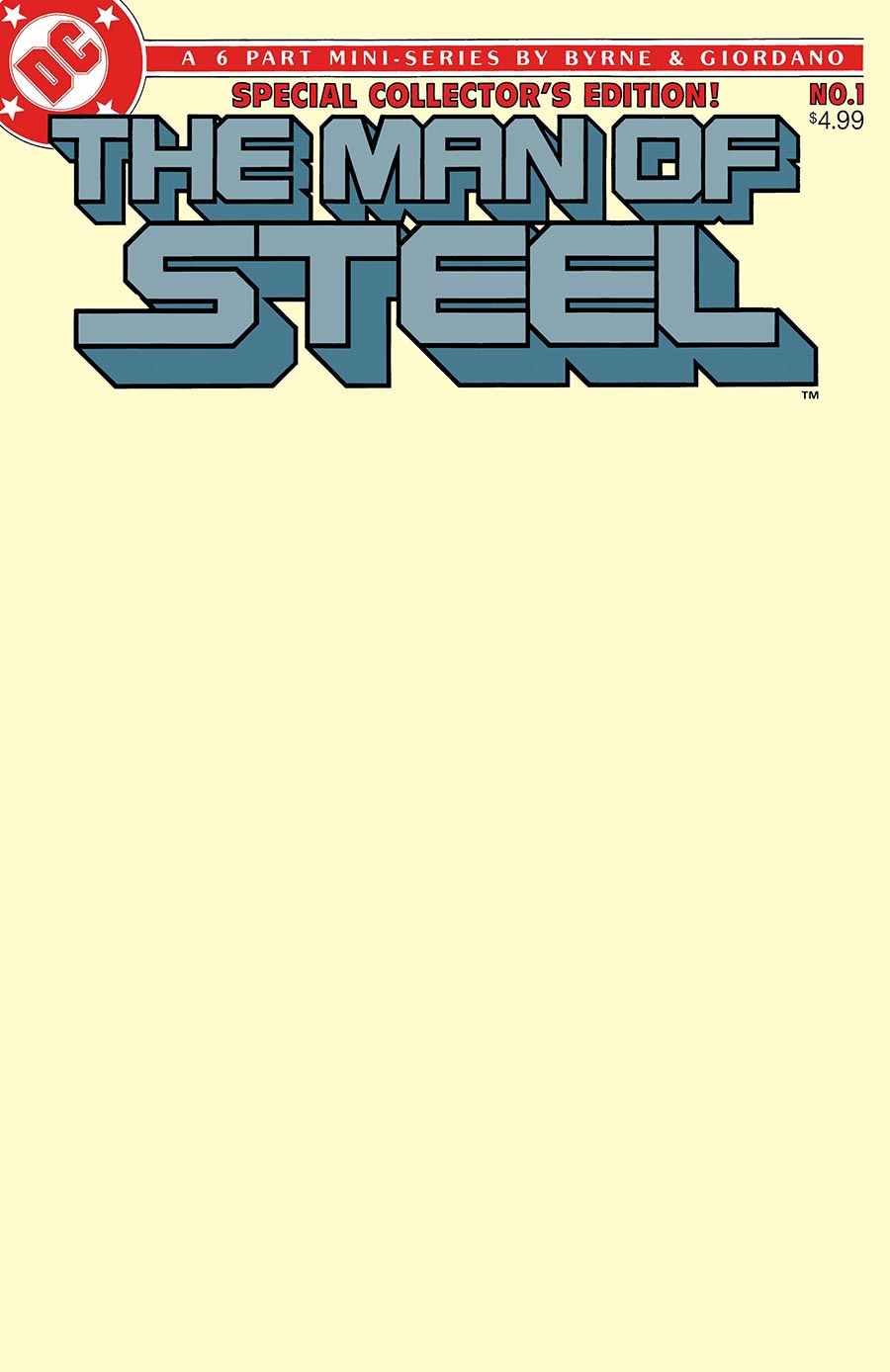 Man Of Steel #1 Facsimile Edition Cover B Variant Blank Card Stock Cover