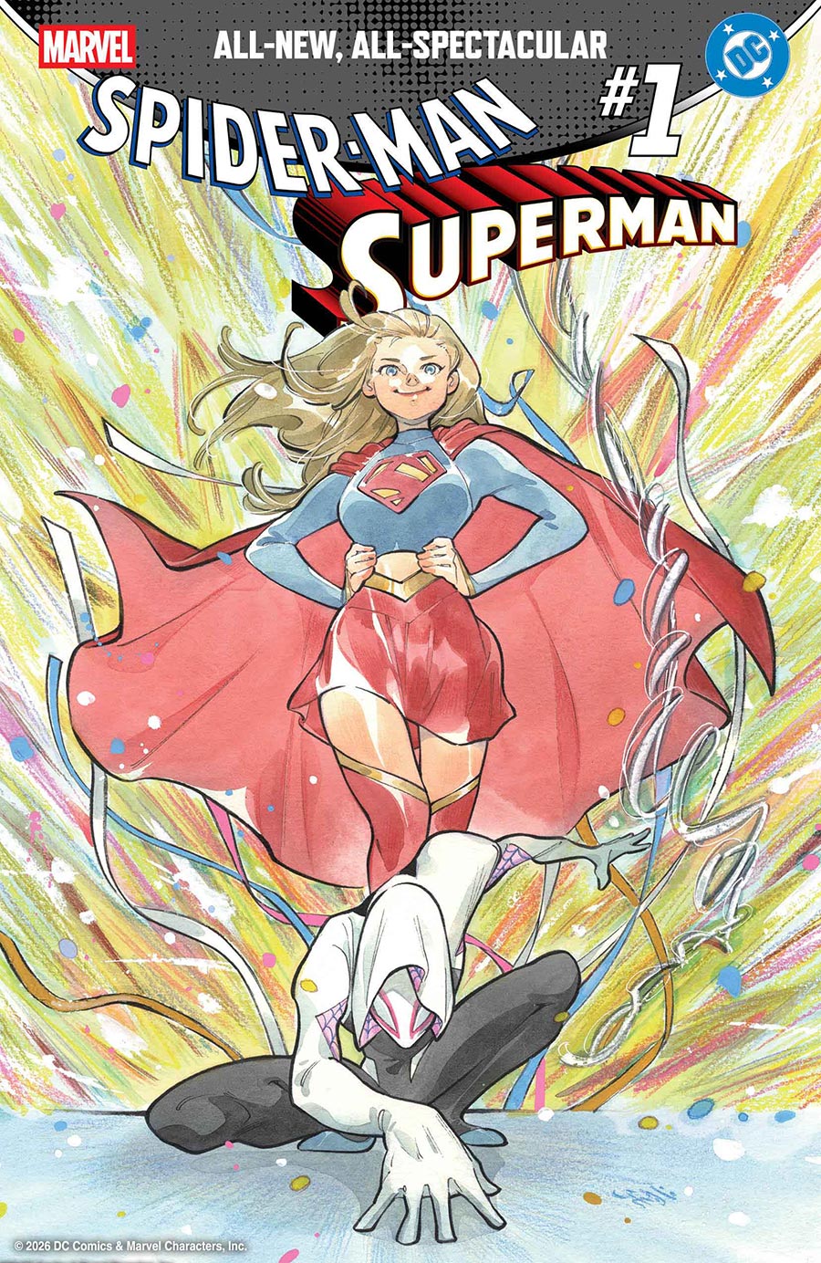 Marvel DC Spider-Man Superman #1 (One Shot) Cover E Variant Peach Momoko Spider-Gwen & Supergirl Cover