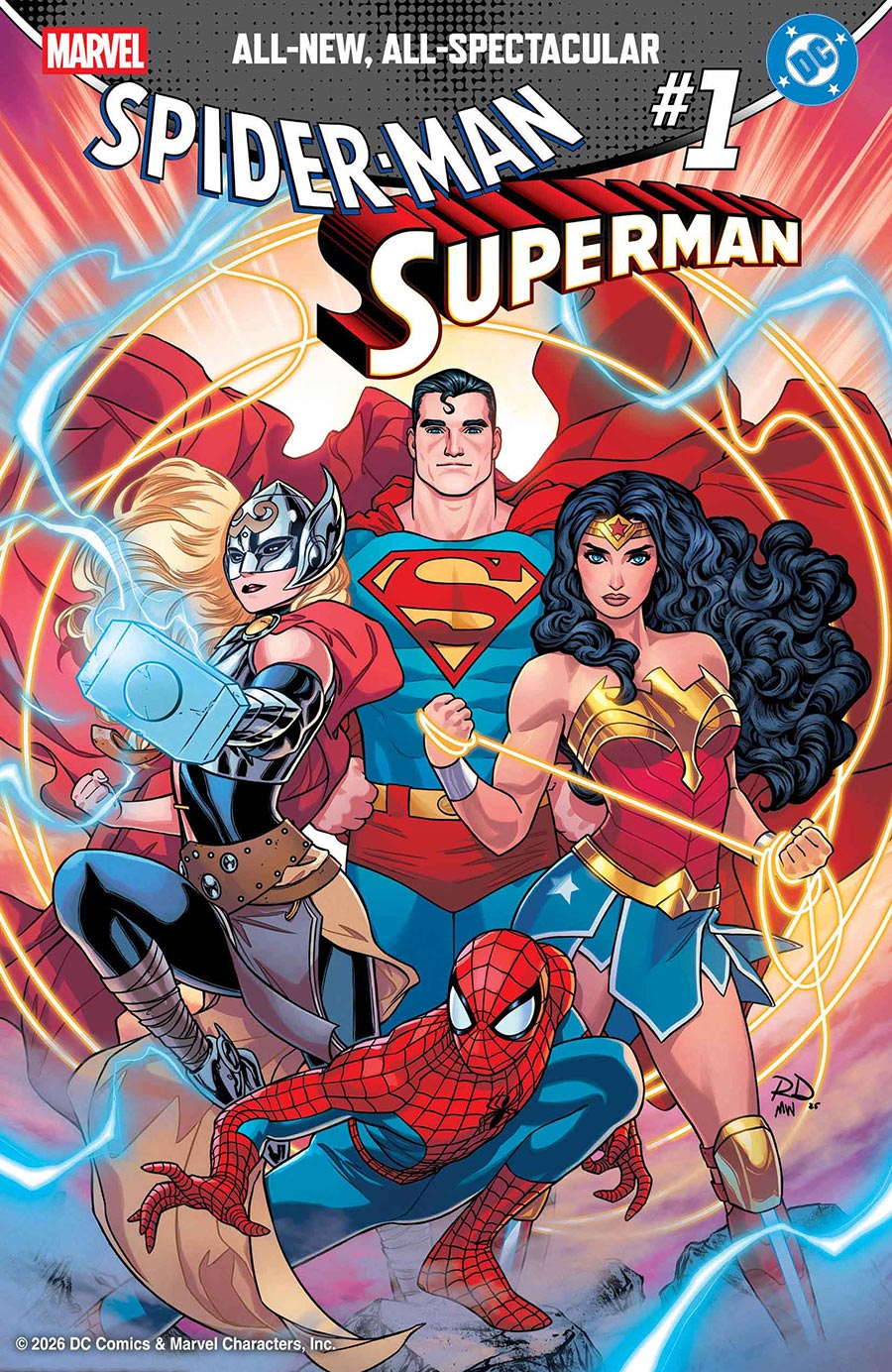 Marvel DC Spider-Man Superman #1 (One Shot) Cover P Variant Russell Dauterman Jane Foster Mighty Thor & Wonder Woman Cover