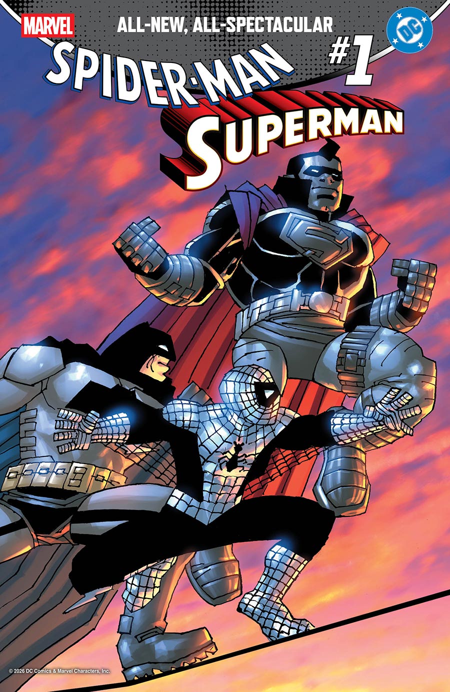 Marvel DC Spider-Man Superman #1 (One Shot) Cover X Incentive Frank Miller Spider-Armor MK I & Batman Dark Knight Returns Armor Variant Cover