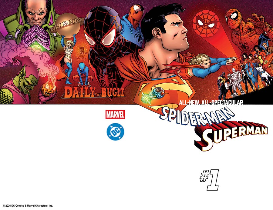 Marvel DC Spider-Man Superman #1 (One Shot) Cover V Incentive Giuseppe Camuncoli Homage Wraparound Variant Cover